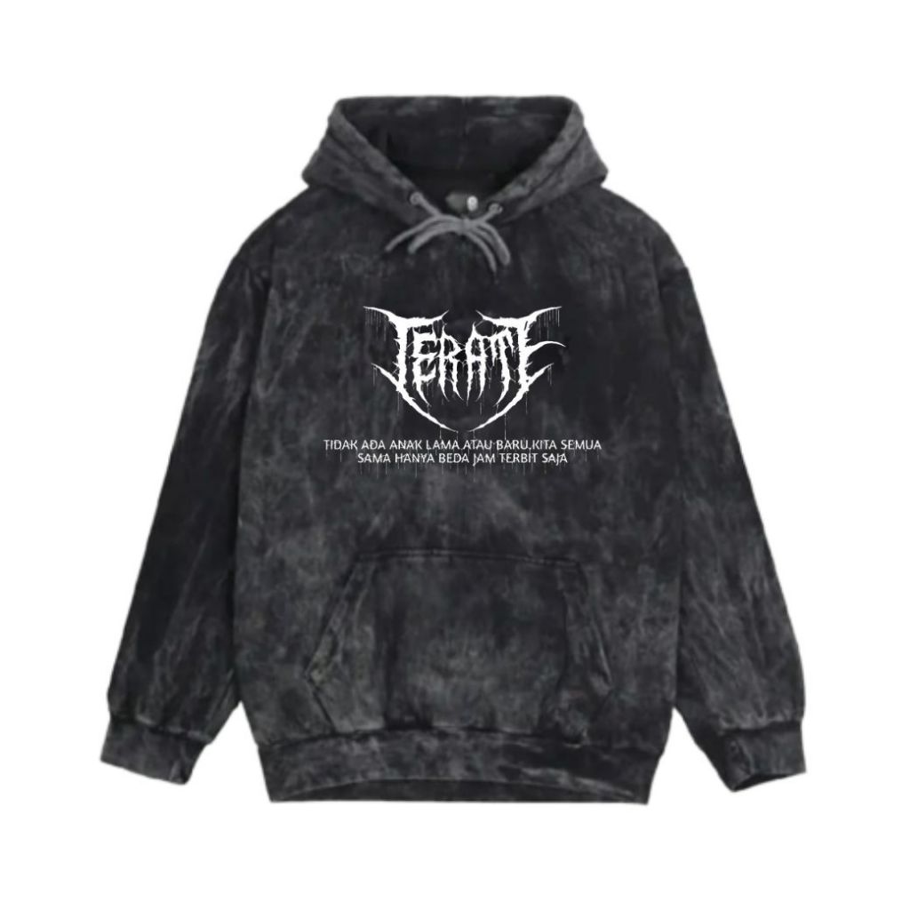 Jaket Sweater Hoodie Washing Black Sandwash Unisex Terate