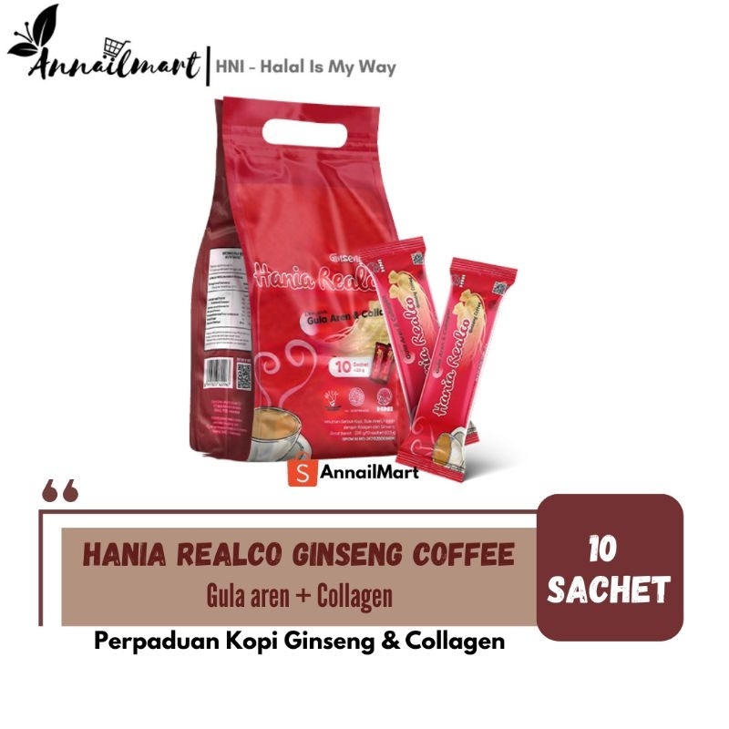 

HANIA REALCO COFFEE GINSENG KOLAGEN 10 SACH / KOPI KOLAGEN / COLLAGEN COFFEE AnnailMart