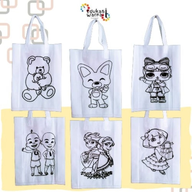 

Mewarna Goodie Bag Tas lukis Warna Putih uk 30*40*8 isi 30pcs