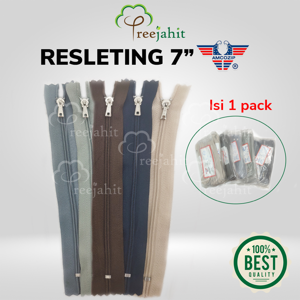 Resleting Celana Tas Dompet 7 inch 17,8 cm Merk AMCO per pack