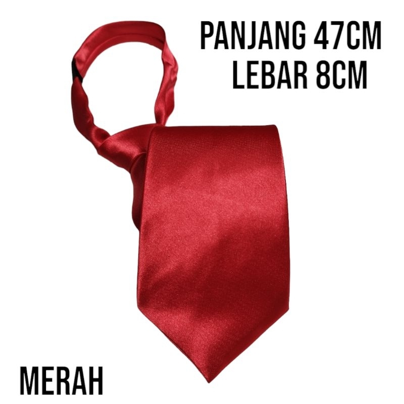 Dasi Instans Perekat Merah Pria Wanita Lebar Dasi 8cm