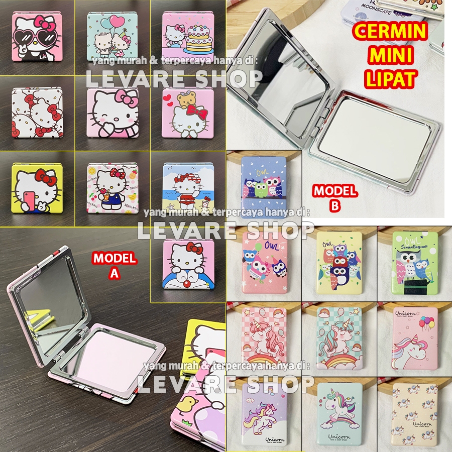 Kaca Cermin Lipat Kotak Persegi Travel Kecil Mini Aksesoris Makeup Rias Make Up Portable Traveling P