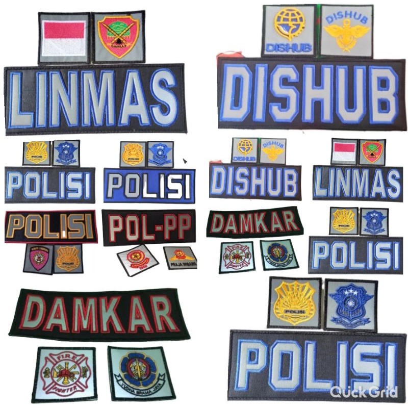 Logo bordir polisi,atribut dishub,logo linmas,bordir timbul