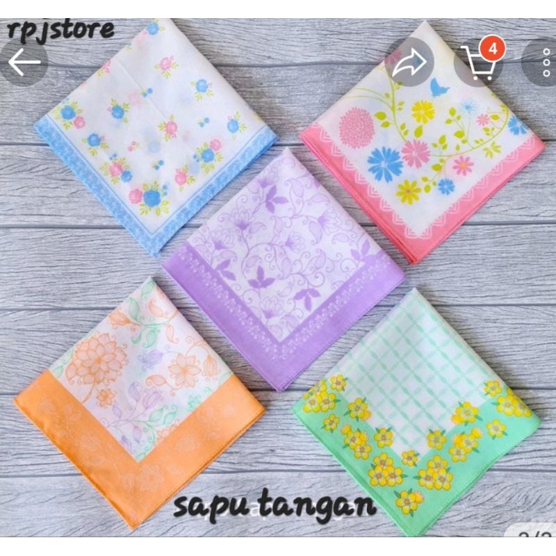 SAPU TANGAN WANITA MOTIF BUNGA 6IN1