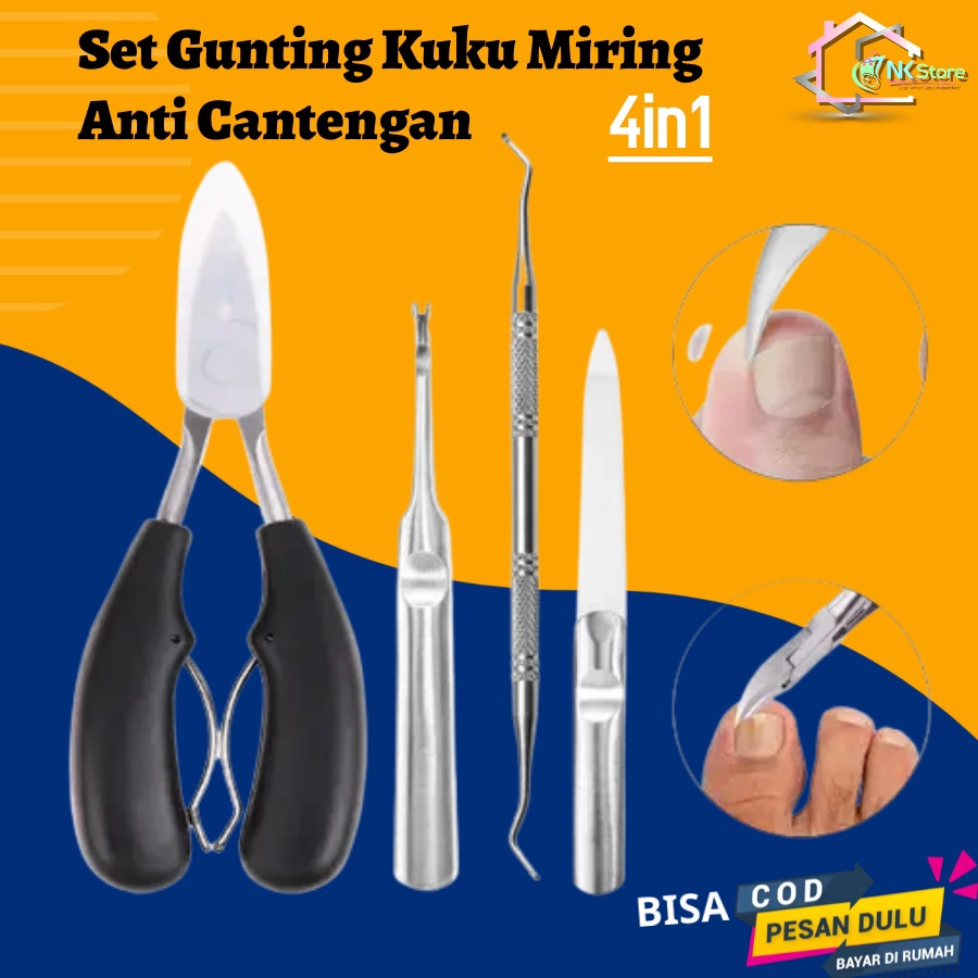 Terlaris Kumplit Gunting Pemotong Kuku Jempol Kaki Miring Anti Cantengan Set / Alat Potong Kuku cant