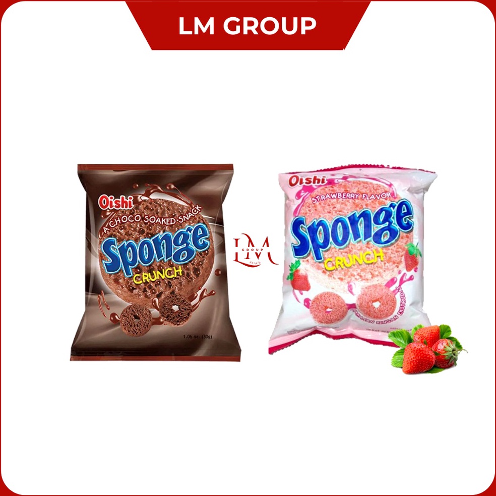 

64 Sponge Crunch Isi Cokelat/Stroberi Oishi 1 Pack Isi 20 pcs ⁎Kirim Langsung