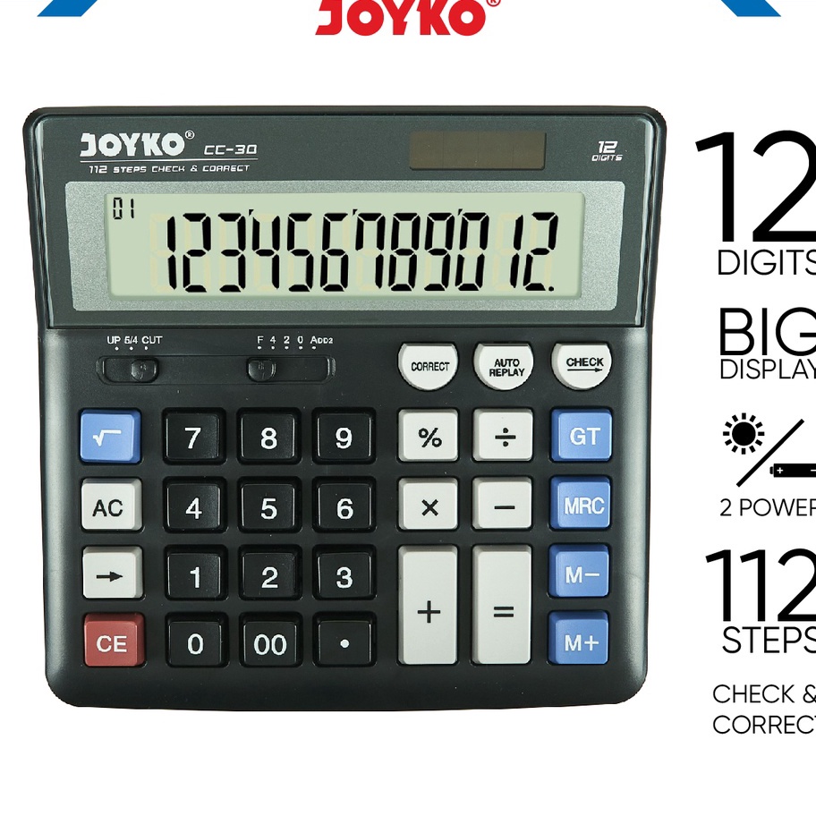 

Grosir Calculator Kalkulator Joyko CC-30 12 Digits Check Correct Paling Popular