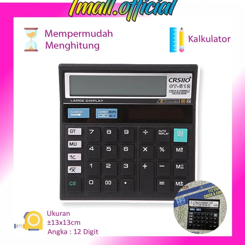 

Ready Stok ❄ TMALL ❄ 12 Digit Kalkulator Check / Kakulator Dagang Besar / Calculator CT 512 MURAH S020 ➦➮✶✺