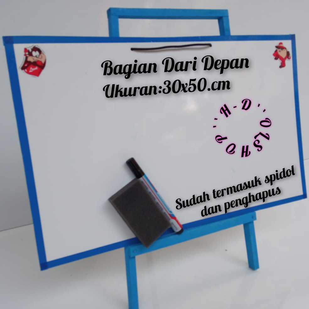 

[♛I86$] papan tulis anak white board dengan penyangga karakter ukuran 30x50 Serba Murah