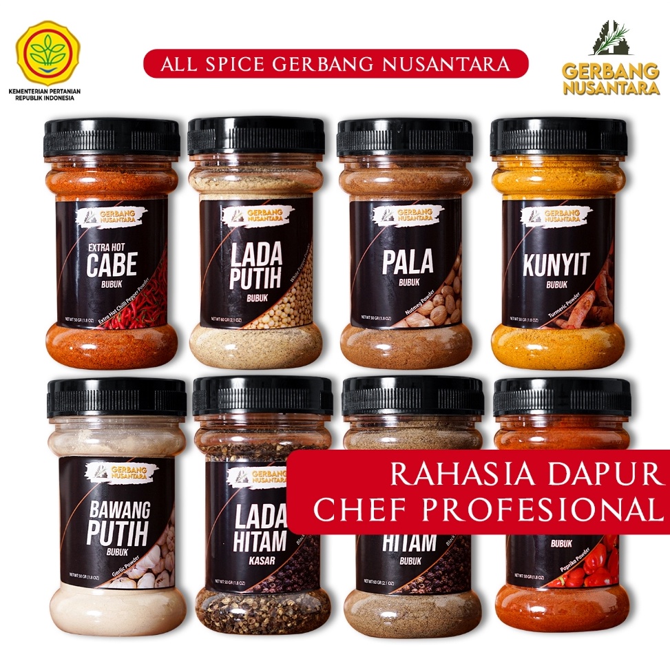 

[☾H15$] Gerbang Nusantara - Bumbu Masak Dapur Kunyit Ketumbar Lada Hitam Bawang Putih Merah Bombay Rempah Bubuk Lengkap - Daun Parsley Oregano Basil Thyme Rosemary Italian Herb Flakes - All Spices Dan Herbs MurrrMerrr
