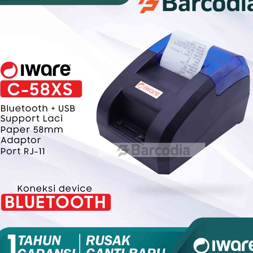 Terupdate Iware Printer Bluetooth Kasir C58XS - Printer Iware 58mm Printer Thermal Bluetooth Printer
