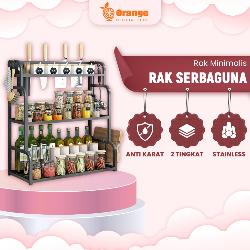 Rak Bumbu Dapur 2-3 Susun Rak Susun Plastik Rak Dapur Serbaguna Rak Botol Bumbu