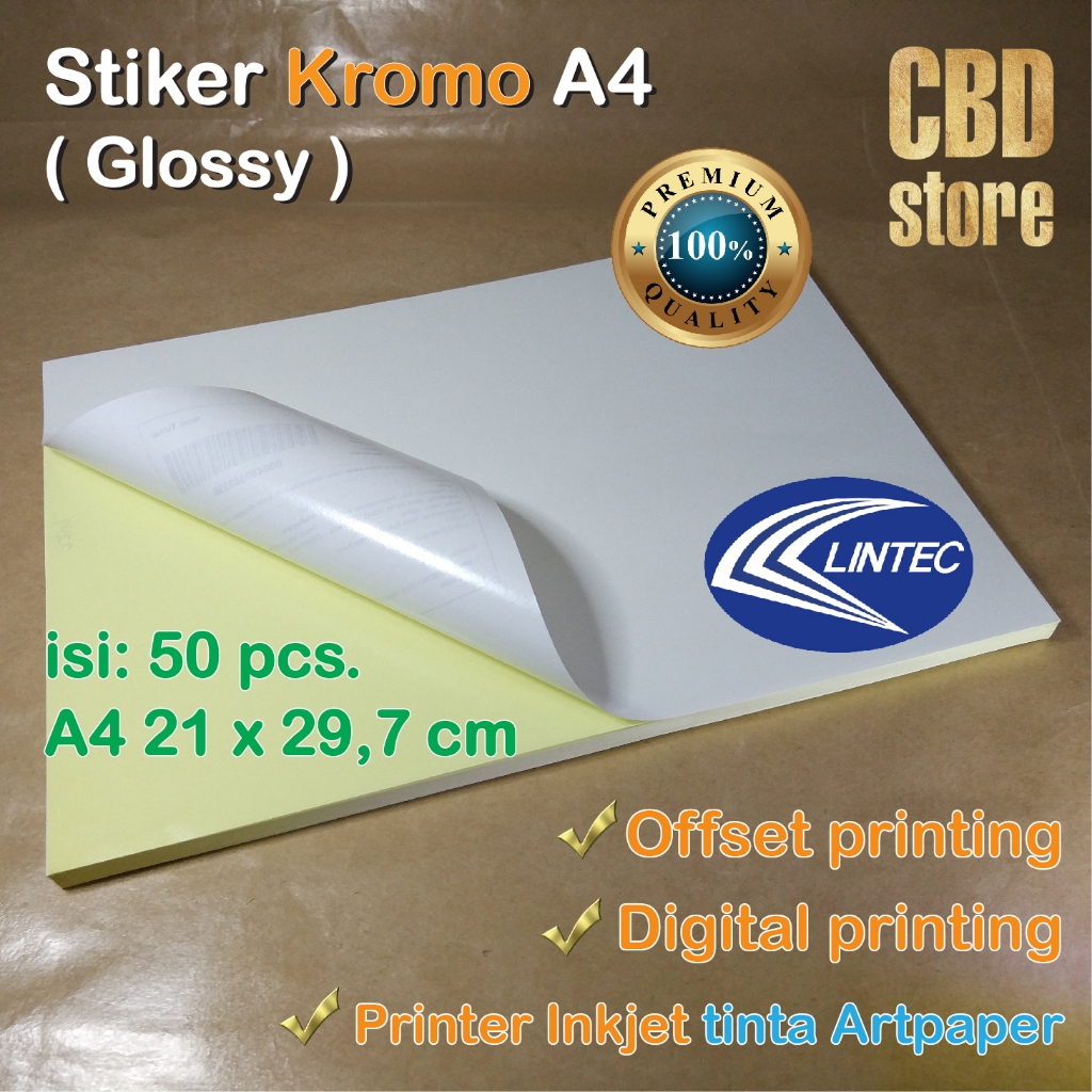

Stiker CHROMO A4 21 x 29,7cm 50 lembar Sticker KROMO A4 Glossy merek Lintec Stiker Label Kemasan Produk