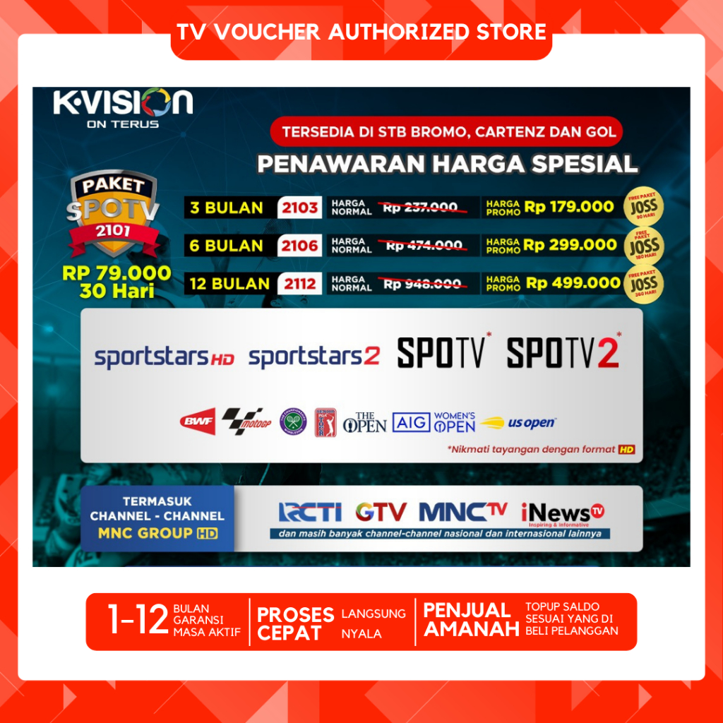 TERMURAH (FFD) PAKET SPOTV K-VISION KVISION MOTOGP, BADMINTON. [TERLARIS]