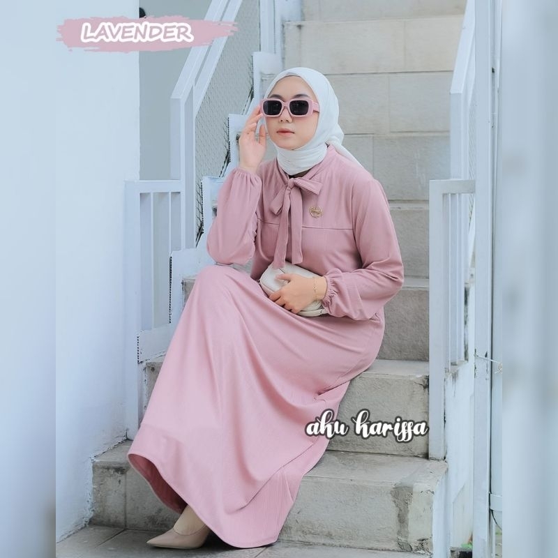 Elvia Dress Baju Gamis Rib Remaja Santai Pakaian Wanita Simple Elegan Ori Aku Karissa/gamis rib skat