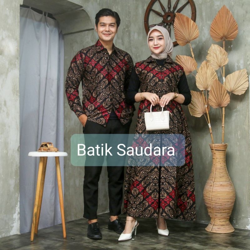 Cardigan Batik Saudara Outer Panjang Risleting Depan Terbaru Kain Katun Motif Songket