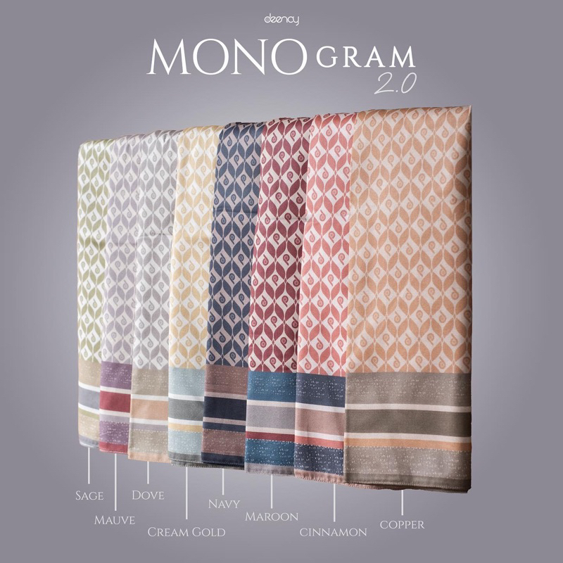 Deenay MONOGRAM SERIES | GREY DUSTYBLUE CARAMEL BLUE TAUPE BLACK BROWN | HIJAB VOAL SEGI EMPAT | JIL