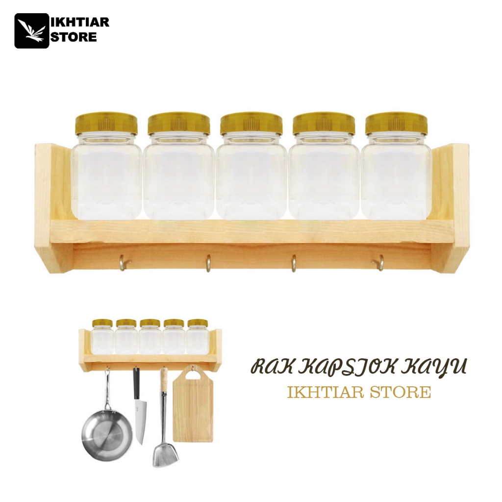 Rak Tempat Bumbu Capstock / Rak Kayu Kapstok Gantung
