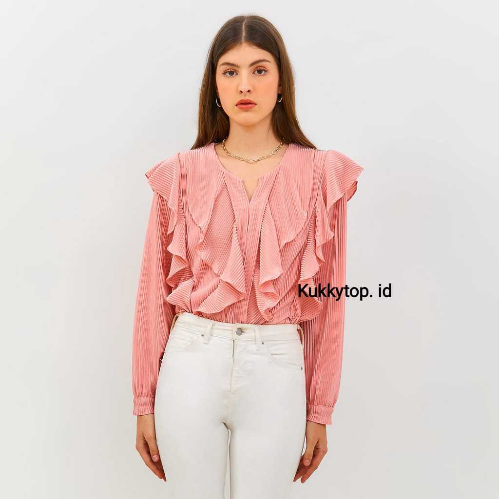 Kukky Top Blouse Plisket  Aluna Blus Kaos Fashion Atasan Terbaru Bangkok Style 13228