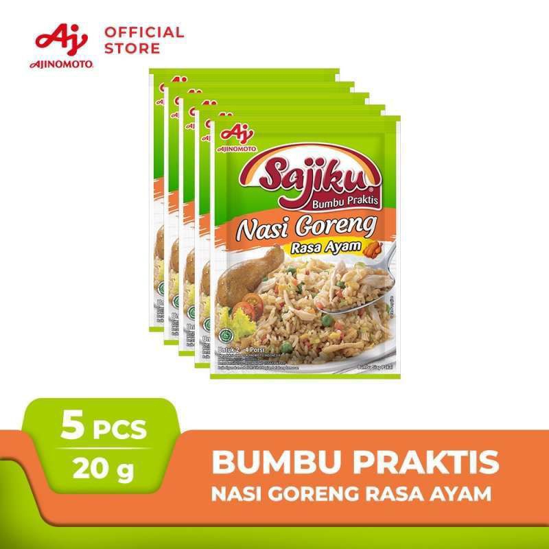 

Paket 5 pcs Bumbu praktis Sajiku Nasi goreng Rasa Ayam 20g Harga Grosir