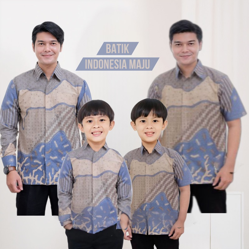 TERBARU Couple sweet | BATIK INARA DENIM | Batik Biru Denim couple batik ayah dan Batik anak cowok B