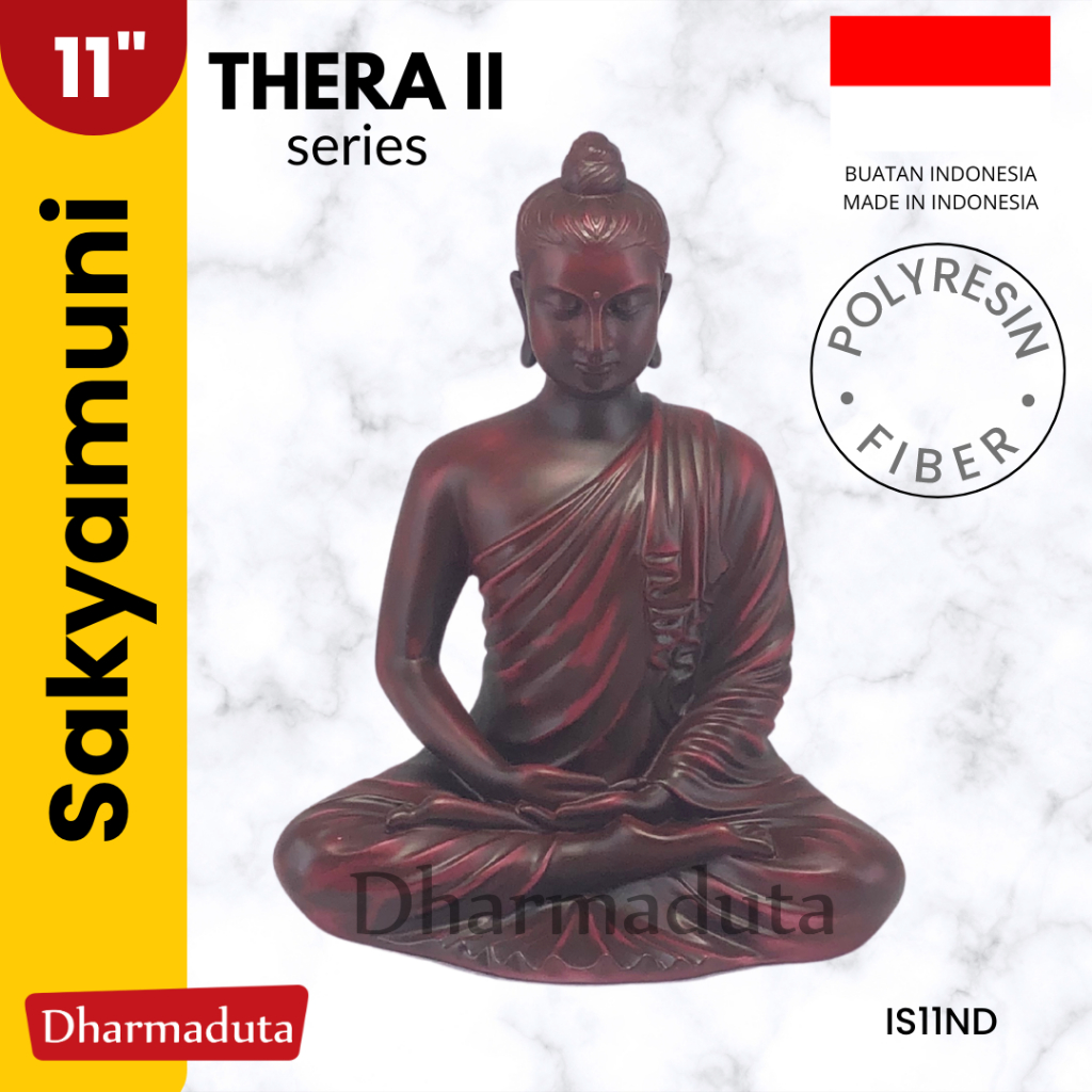 Thera Sakyamuni Gandhara Brown Doff 11in - Rupang Patung Buddha Theravada Brown Glossy 28cm