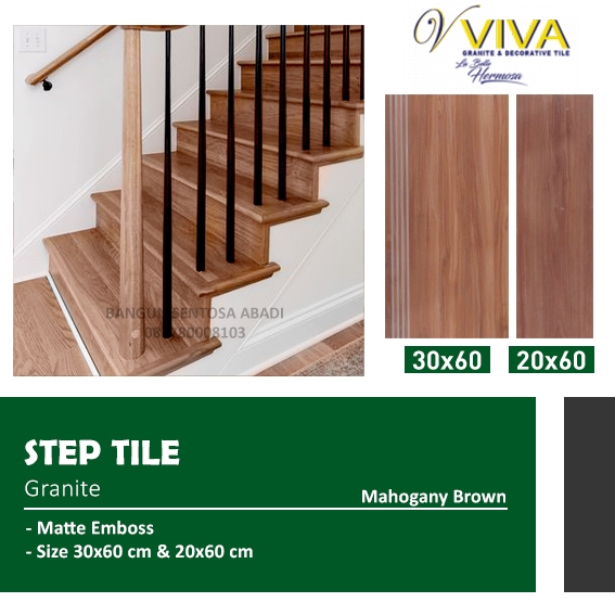 STEPNOSING TANGGA GRANIT CORAK KAYU /STEP NOSING PLIN GRANITE MAHOGANY BROWN
