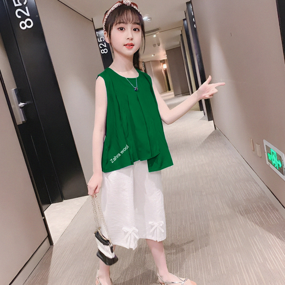 Fashion anak perempuan tanpa lengan model korea terbaru-Atasan anak perempuan