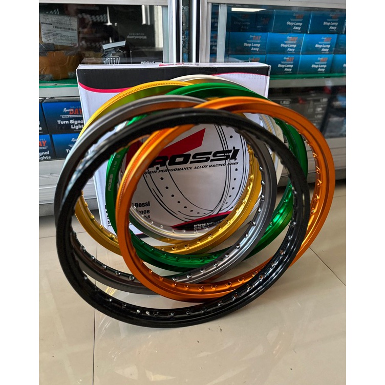 [KODE WC8OZ] VELG ROSSI HITAM GILAP GLOSY SILVER PUTIH KUNING GOLD HIJAU GREY TITANIUM ABU ABU ORANG