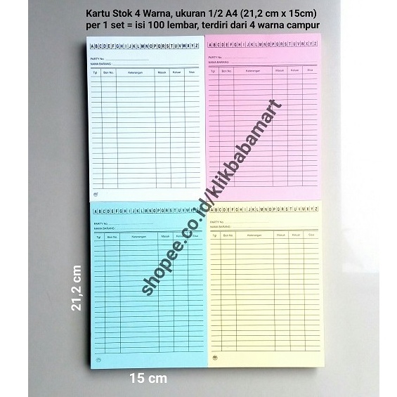 

Best Produk KARTU STOK STOCK BARANG PERSEDIAAN INVENTORY GUDANG UKURAN 1/2 A4 100 LEMBAR FULL WARNA MIX CAMPUR Ready Stok
