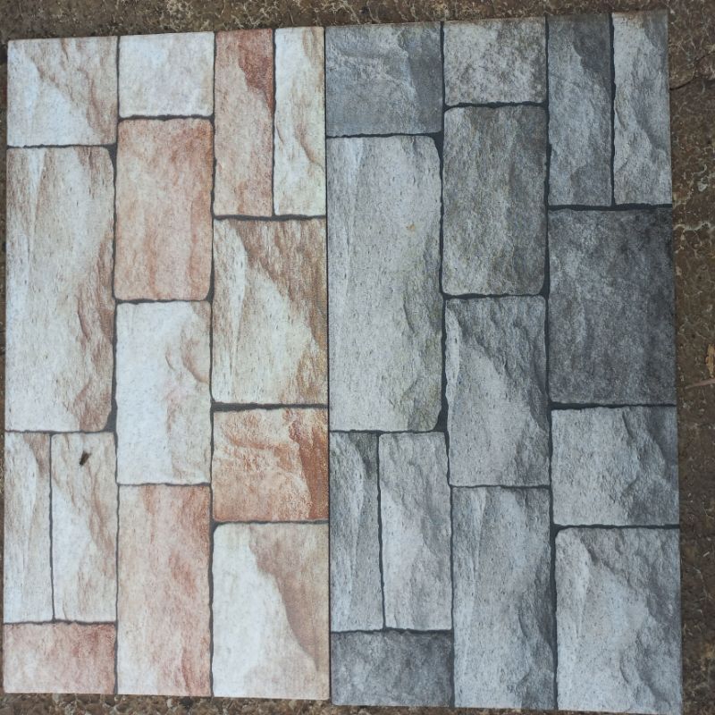 KERAMIK DINDING BATU ALAM KASAR ASIA TILE GENOA CREAM/GREY 20X40 KW1
