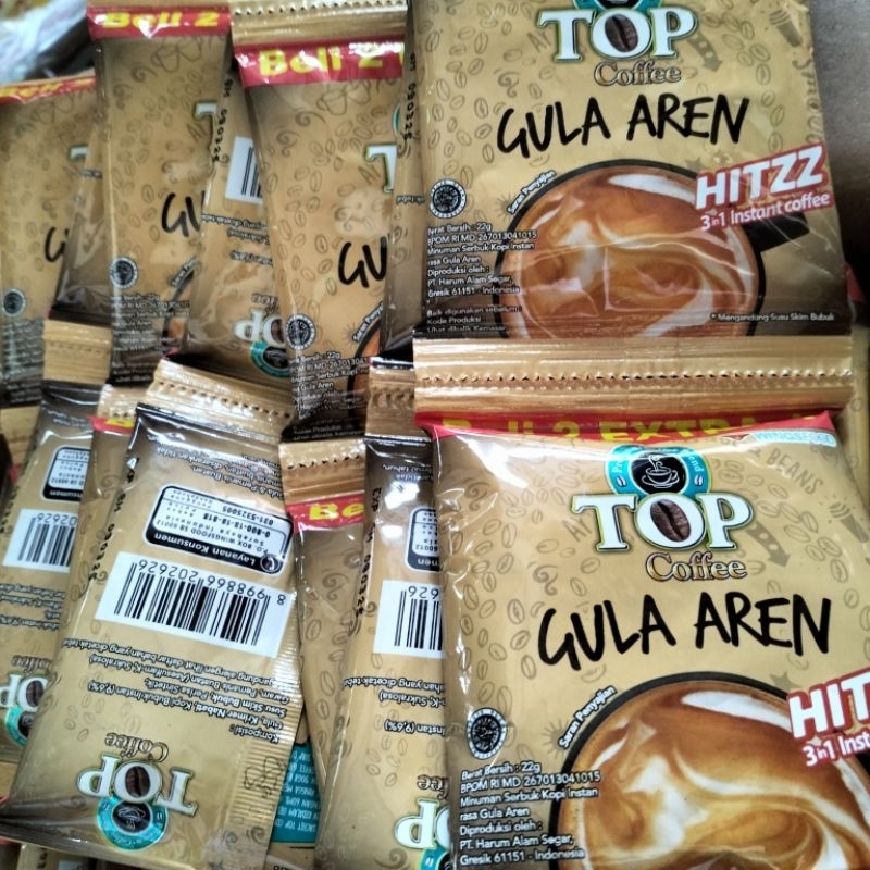 

Kopi top gula aren 22gr beli 2 gratis 1 per renteng isi 15 pcs