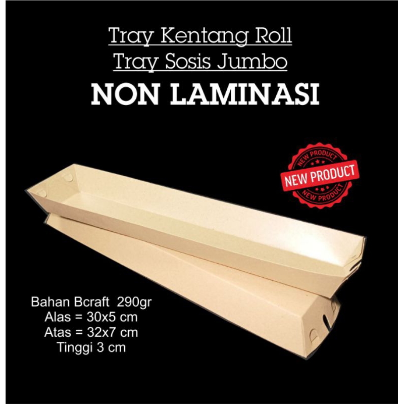 paper tray long potato, sosis jumbo, kentang tornado spiral 30cm kraf