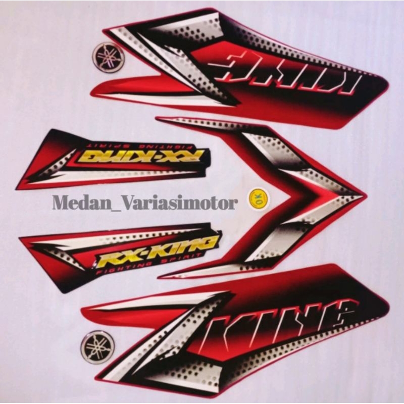 Striping motor / Les tangki RX KING NEW 2008 Merah + Emblem Komplit