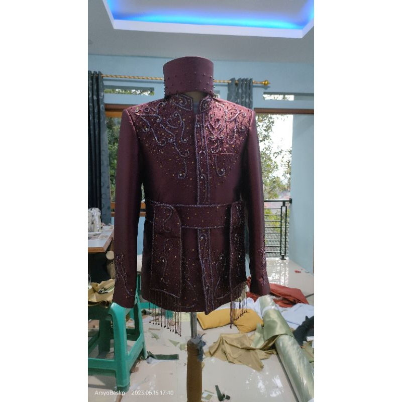 BAJU BESKAP PENGANTIN MODERN AB WOOL AND SILK ADAT SUNDA FREE SABUK