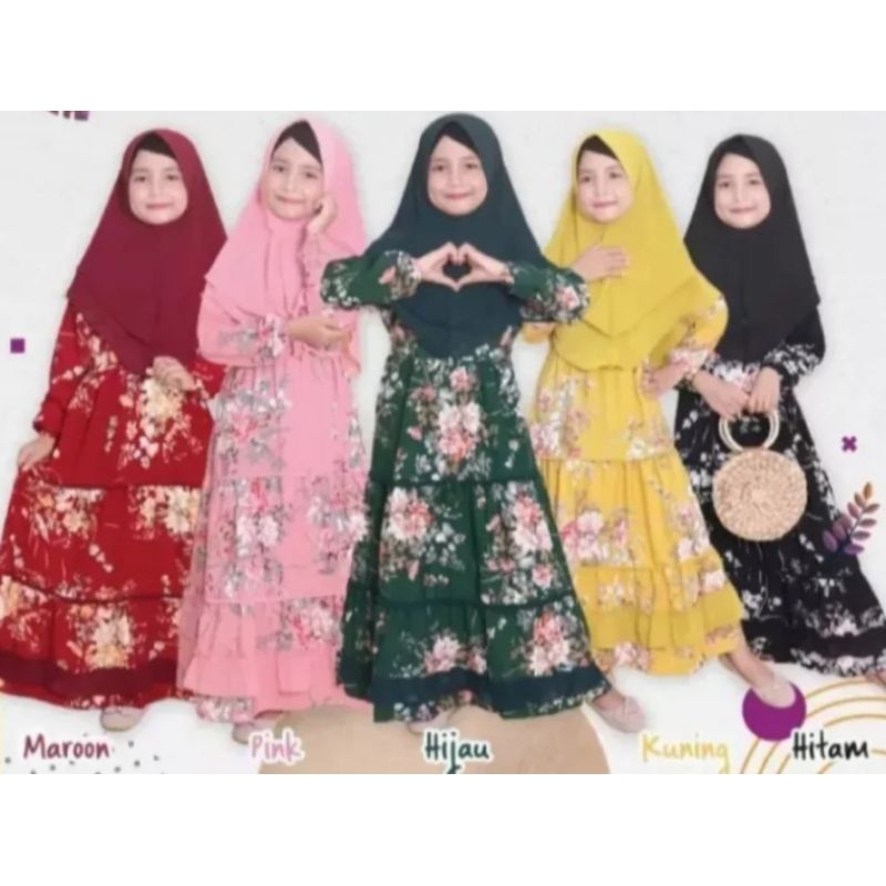 PAKET USAHA HEMAT 90 RIBU DAPAT 3 PCS BAJU GAMIS SAKURA ANAK MOTIF BUNGA SAKURA BANGKOK TERBARU KEKI