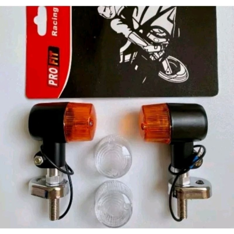 LAMPU SEN PALU KOTAK SEIN PALU KOTAK BULAT DOUBLE MIKA MOTOR KLASIK CUSTOM CB100