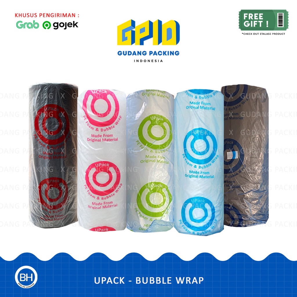 

Original (GOSEND/GRAB) U-PACK - Bubble Wrap Tebal Hitam / Putih 125cm x 50 m grosir