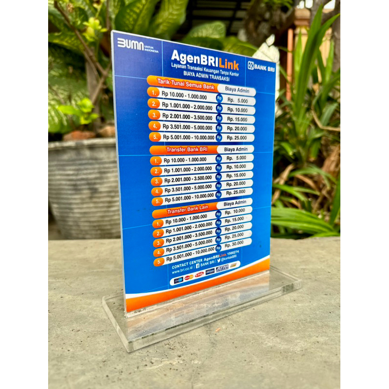 

BIAYA AGEN BRI BRILINK AKRILIK TEBAL BISA REQUEST UKURAN 15x20