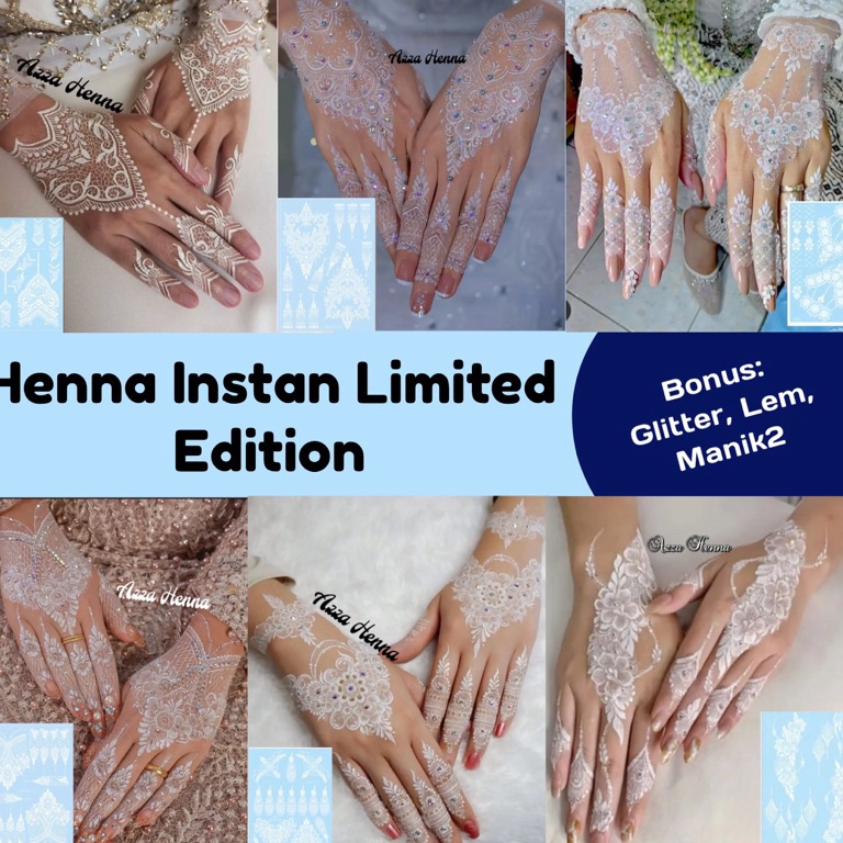 [✮H3@] Henna instan desain limited edition warna white Kualitas Oke