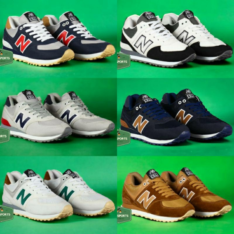 Bisa Bayar Ditempat Sneakers Sepatu Kasual Casual Cowok Pria NB 574 Encap Grey Navy White Red Green 