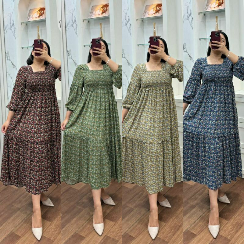SABRINE DRESS/DRESS SMOK BUNGA/DRESS SMOK JUMBO/DRESS ANISA/DASTER SMOK BUNGA/LONGDRESS SMOK