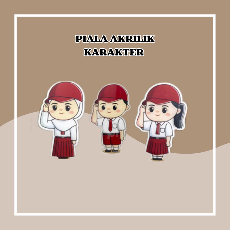 Piala Akrilik Sekolah  - Piala Karakter Seragam SD SMP SMA WISUDA - Piala Lomba - Hadiah Kado Lucu -