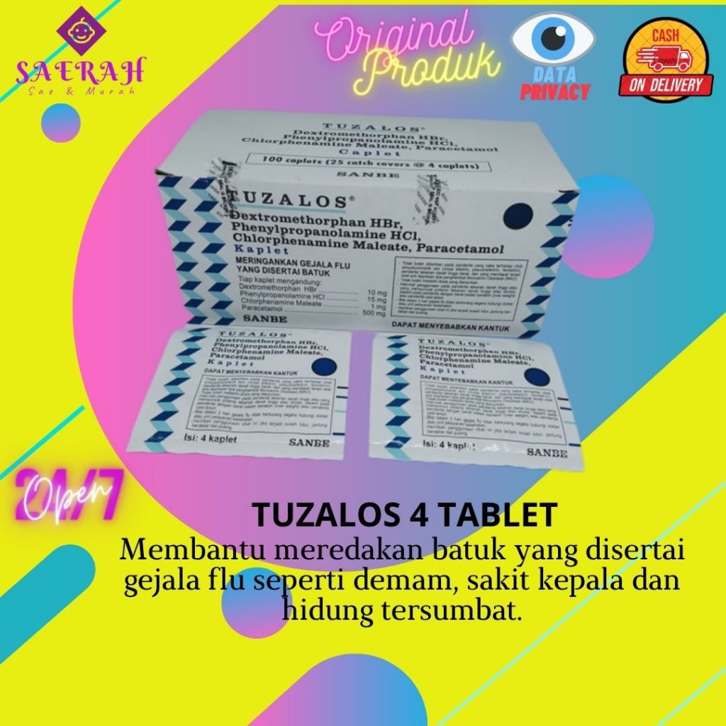 ❤Alesha❤ Tuzalos 4 Kaplet | Tuzalos Obat Flu | Tuzalos Flu dan Batuk  | Tuzalos Tablet