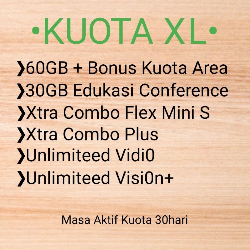 Kuota XL 60GB | 30GB | 1,5GB | Unlimiteed