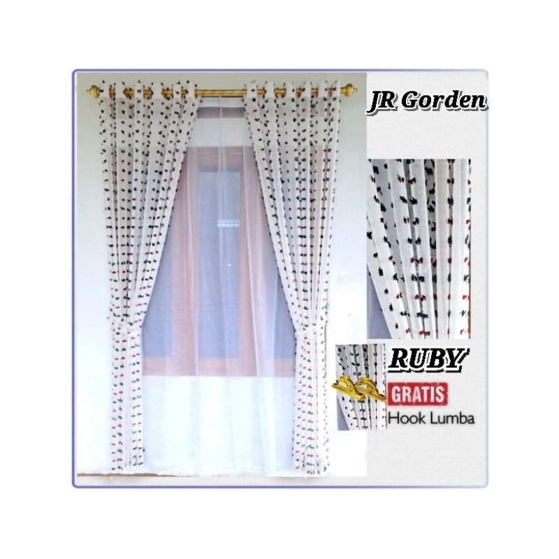 Gorden Jendela Minimalis Vitrase Ruby Gorden Minimalis Model Smokring Ukuran L140×T200cm