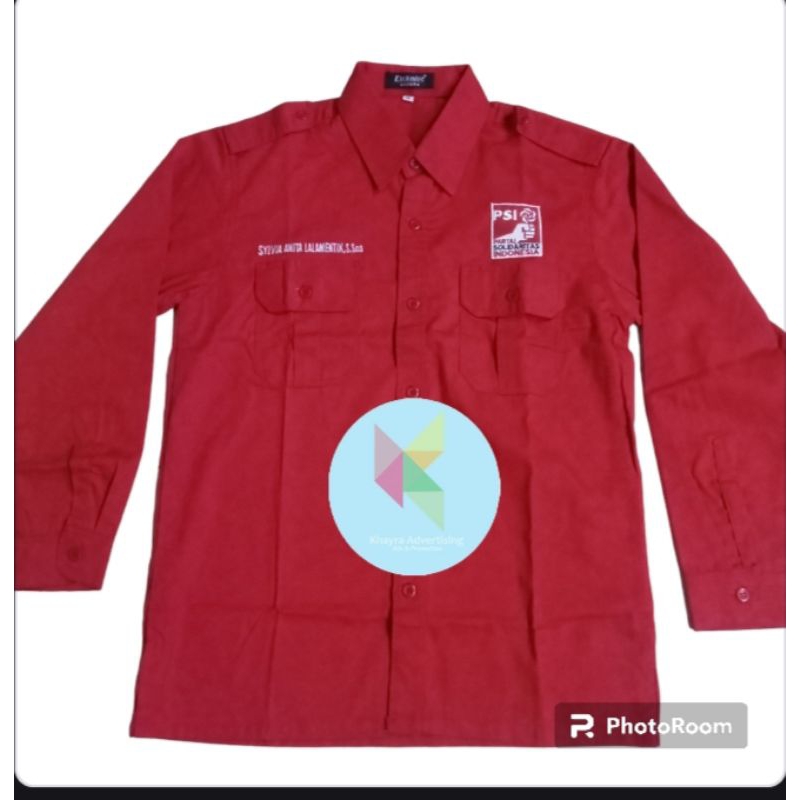 kemeja Partai Psi seragam partai Psi baju partai Psi merah lengan panjang