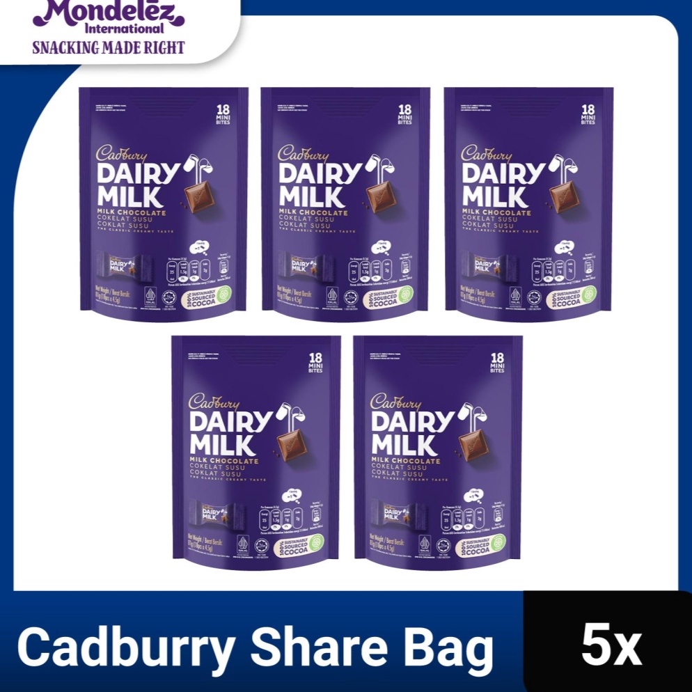 

[✮B5@] Cadbury Dairy Milk Cokelat Sharebag Isi 18 x 5 Produk Trend