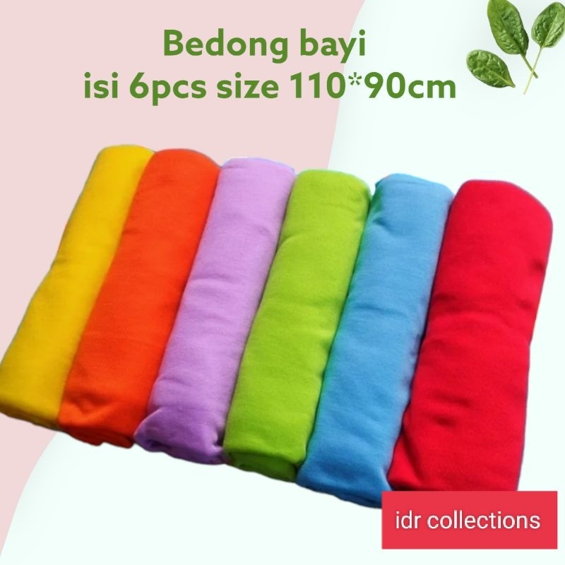 6pcs bedong bayi polos ukuran 90x110 bahan pe lembut adem