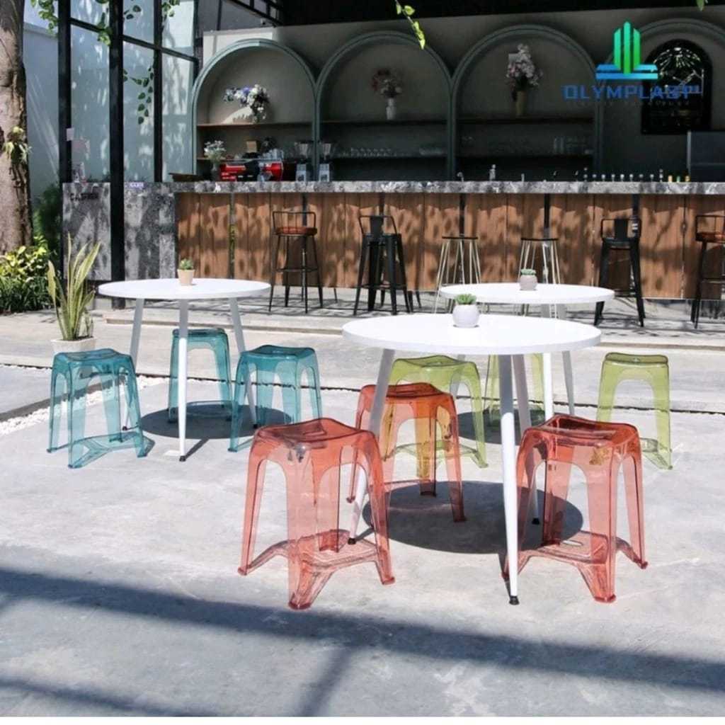 Bangku Kristal Olymplast / Kursi Baso Olymplast Transparant Bening / Wins Stool Crystal Kursi Tumpuk